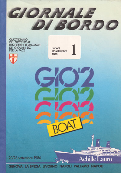 Copertina Giornale di bordo n. 1 del GIO02 Boat - 1986