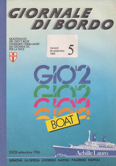 Copertina Giornale di bordo n. 5 del GIO02 Boat - 1986