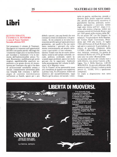 Nuova Politica - «Quinto Tosatti, l'uomo e il pensiero», a cura di Vasco Tassinari, Seconda edizione, SEI pagina 25