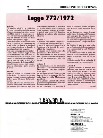 Nuova Politica - Obiezione di coscienza: si volta pagina