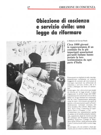 Nuova Politica - Obiezione di coscienza e servizio civile: una legge da riformare pagina 17