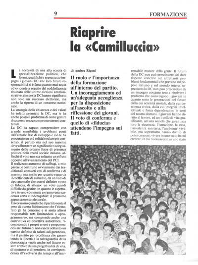 Nuova Politica - Riaprire la «Camilluccia» pagina 9