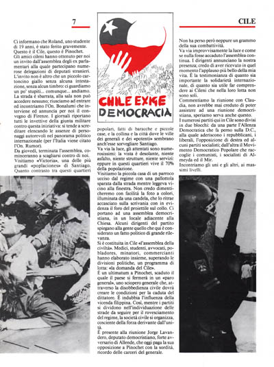 Nuova Politica - Cile. Una settimana nella tana di Pinochet