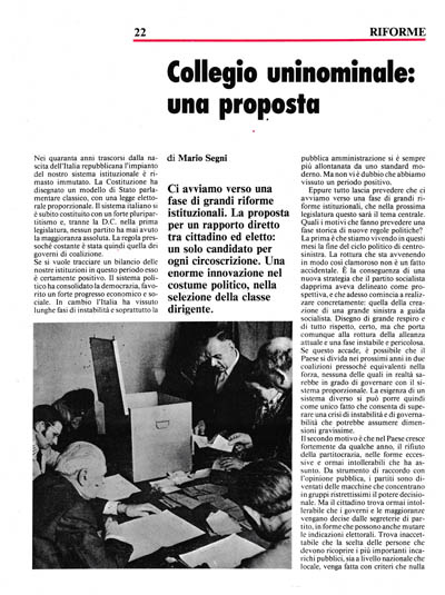 Nuova Politica - Collegio uninominale: una proposta pagina 22