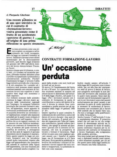 Nuova Politica - Contratti formazione-lavoro. Un'occasione perduta pagina 17