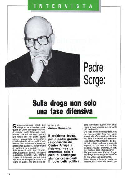 Nuova Politica - Padre Sorge: Sulla droga non solo una fase difensiva pagina 2